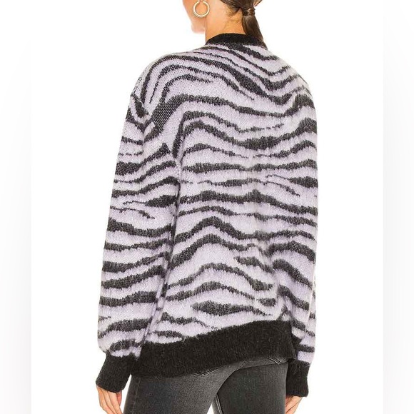 RE/DONE 90s Oversized Cardigan in Tiger Intarsia - Picture 3 of 12